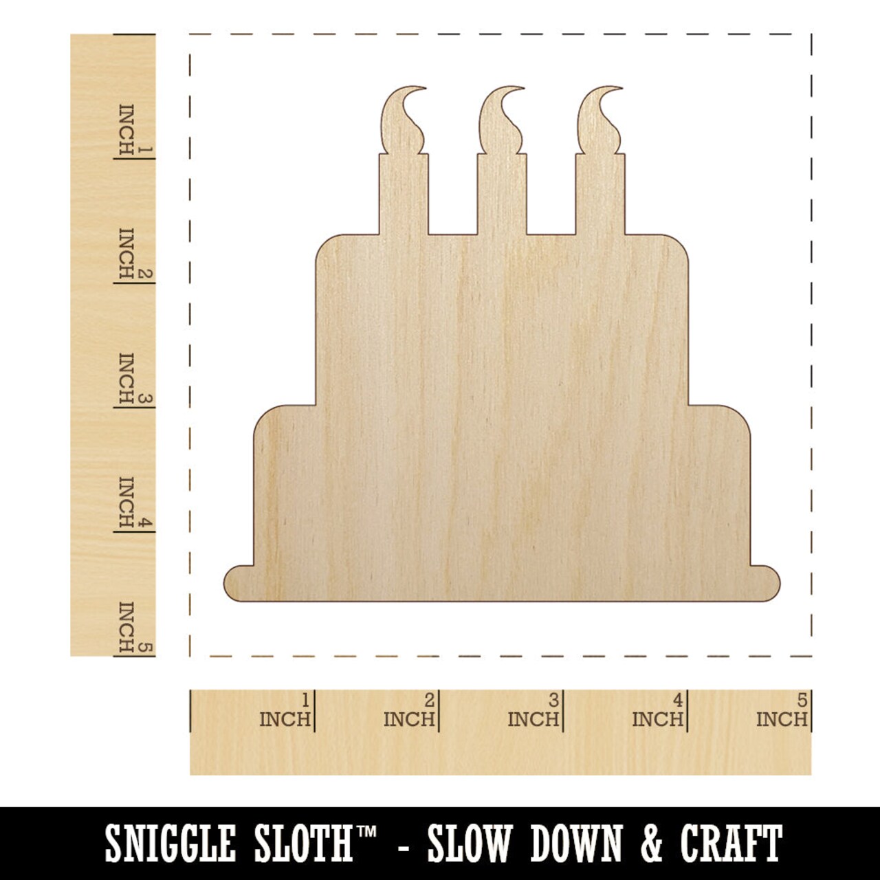 Birthday Cake Unfinished Wood Shape Piece Cutout for DIY Craft Projects